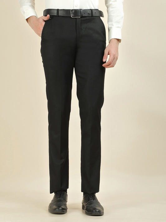Formal Trouser for Men | Breathable & Soft with Color Fastness Regular Fit Cotton Blend Fabric Solid Pattern Hook & Bar Closure