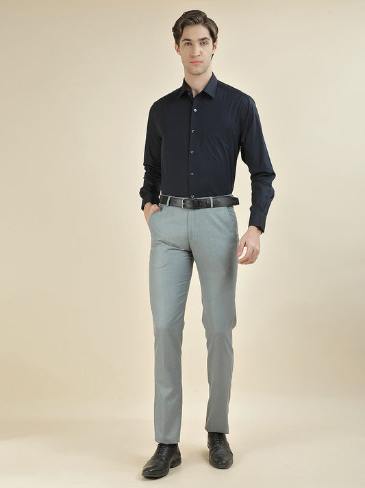Formal Trouser for Men | Breathable & Soft with Color Fastness Regular Fit Cotton Blend Fabric Solid Pattern Hook & Bar Closure