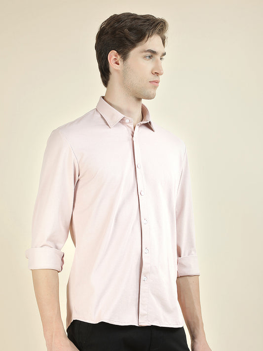Casual Shirt for Men l Breathable & Soft with Color Fastness Slim Fit Polyester Fabric Self Design Pattern