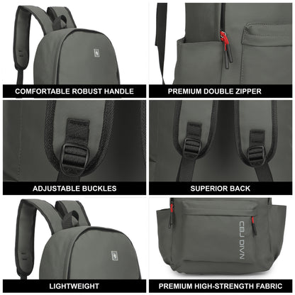 17 Litre Laptop Backpack Upto 18 inchs Laptop for School, Office, College & Travel Bag for Men and Women (Grey) | 2 Compartments, Side Pocket, Padded Shoulder Strap, Smooth-Glide Zippers