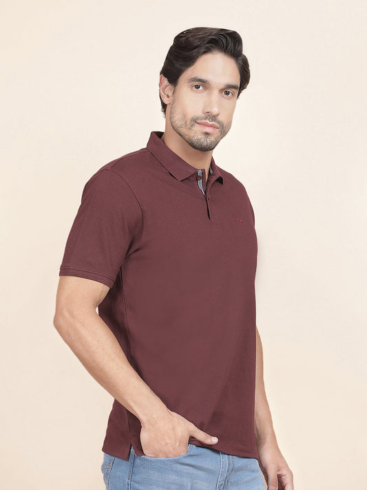 T-Shirt for Men | Breathable & Soft with Color Fastness Regular Fit Polo Neck Poly Cotton Fabric Solid Pattern