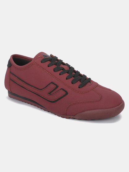 Men's Maroon Colorblock Casual Sneakers