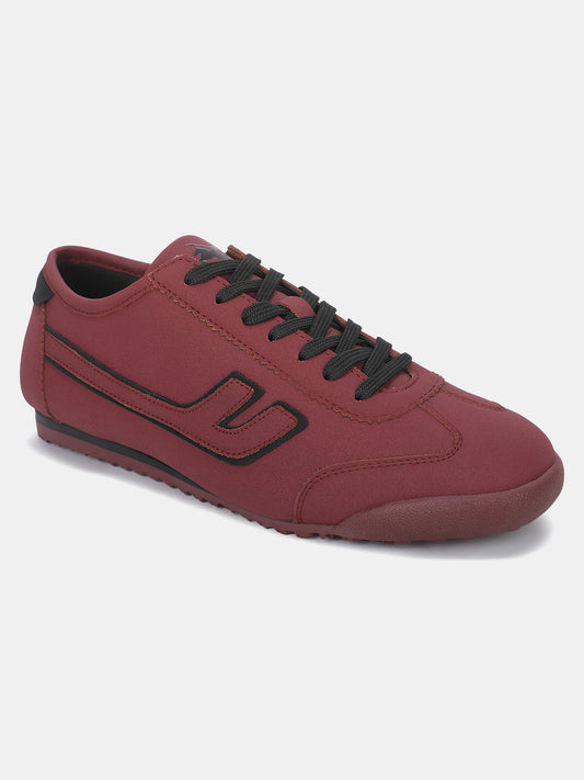 Men's Maroon Colorblock Casual Sneakers