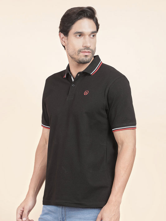 T-Shirt for Men | Breathable & Soft with Color Fastness Regular Fit Polo Neck Poly Cotton Fabric Solid Pattern
