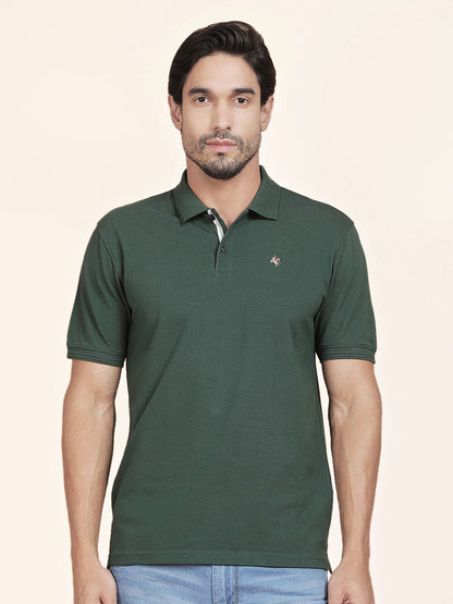 T-Shirt for Men | Breathable & Soft with Color Fastness Regular Fit Polo Neck Poly Cotton Fabric Solid Pattern