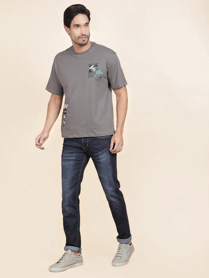 T-Shirt for Men | Breathable & Soft with Color Fastness Regular Fit Round Neck Poly Cotton Fabric Printed Pattern