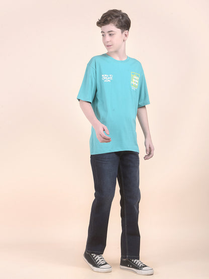 Casual T-Shirt for Boys l Breathable & Soft with Color Fastness Regular Fit Round Neck Polycotton Fabric Printed Pattern