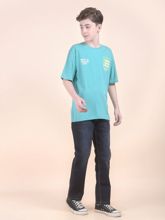Casual T-Shirt for Boys l Breathable & Soft with Color Fastness Regular Fit Round Neck Polycotton Fabric Printed Pattern