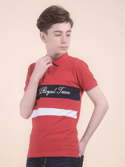 Casual T-Shirt for Boys l Breathable & Soft with Color Fastness Regular Fit Polo Neck Polycotton Fabric ColourBlocked Pattern