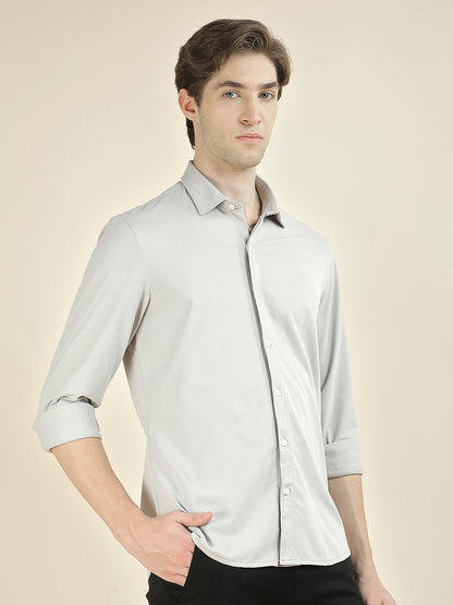 Casual Shirt for Men l Breathable & Soft with Color Fastness Slim Fit Polyester Fabric Self Design Pattern