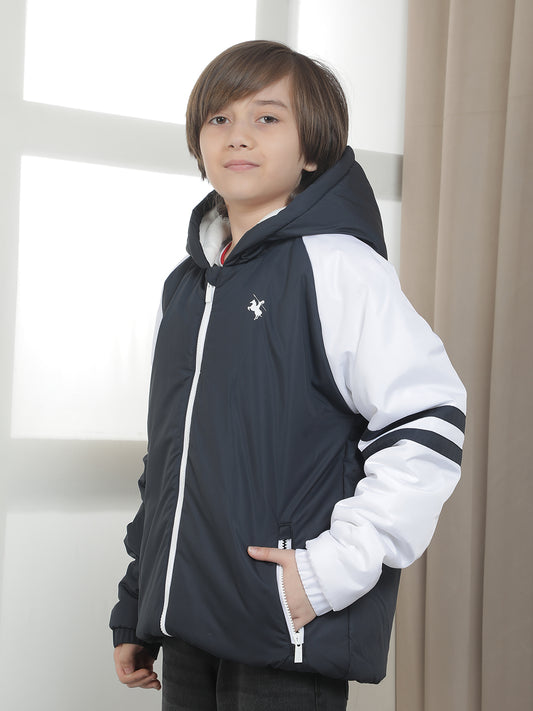 Casual Jacket for Boys l Breathable & Soft with Color Fastness Regular Fit Hooded Neck Nylon Fabric ColourBlock Pattern