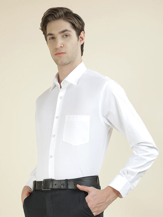 Formal Shirt for Men l Breathable & Soft with Color Fastness Slim Fit Cotton Blend Fabric Solid Pattern