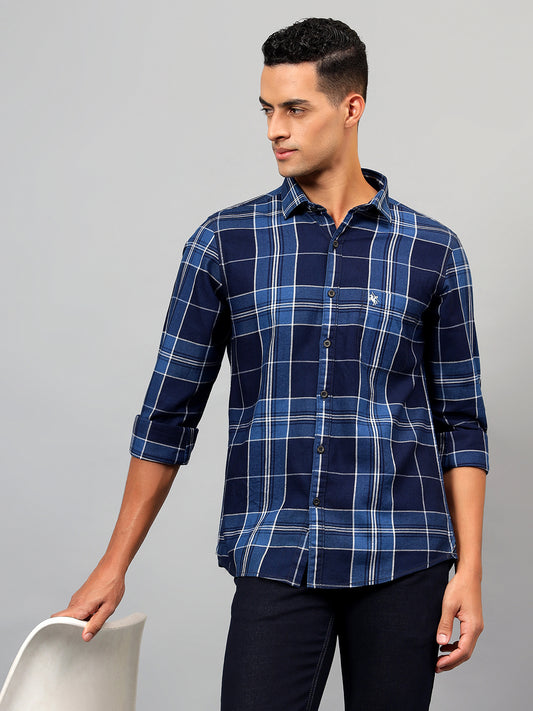 Casual Shirt for Men | Breathable & Soft with Color Fastness Regular Fit Spread Collar Neck Cotton Fabric Checkered Pattern