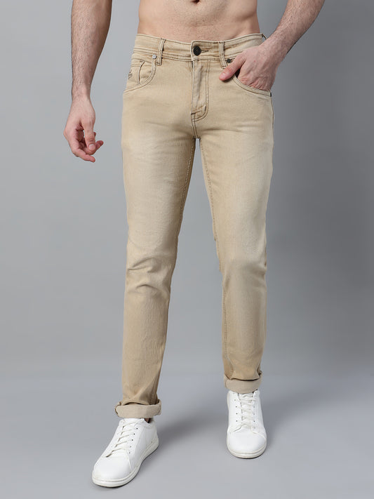 Denim Jeans for Men l Breathable & Soft with Color Fastness Ultra Narrow Fit Cotton Fabric Solid Pattern Button Closure