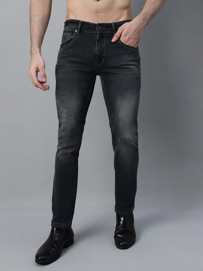 Denim Jeans for Men l Breathable & Soft with Color Fastness Ultra Narrow Fit Cotton Fabric Solid Pattern Button Closure