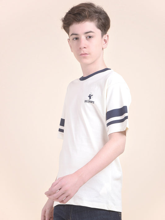 Casual T-Shirt for Boys l Breathable & Soft with Color Fastness Regular Fit Round Neck Polycotton Fabric Printed Pattern