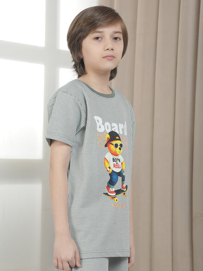 Casual T-Shirt for Boys l Breathable & Soft with Color Fastness Regular Fit Round Neck Polycotton Fabric Printed Pattern