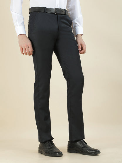 Formal Trouser for Men | Breathable & Soft with Color Fastness Regular Fit Cotton Blend Fabric Solid Pattern Hook & Bar Closure