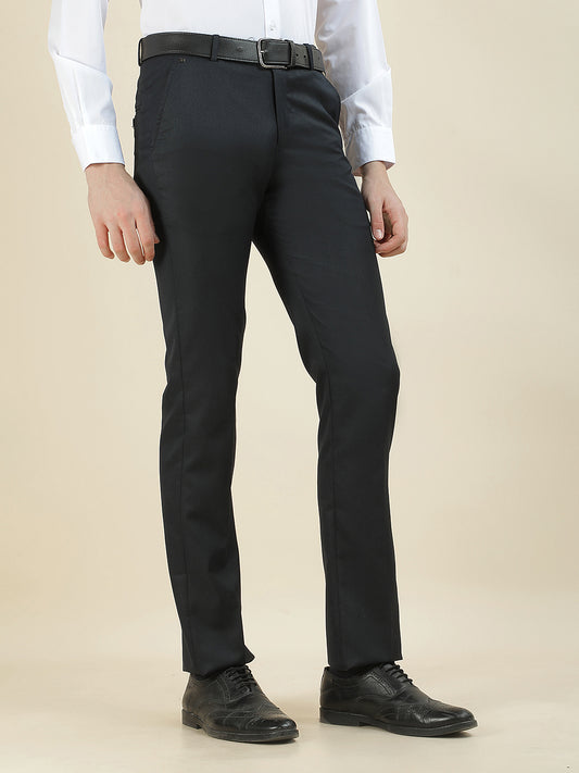 Formal Trouser for Men | Breathable & Soft with Color Fastness Regular Fit Cotton Blend Fabric Solid Pattern Hook & Bar Closure