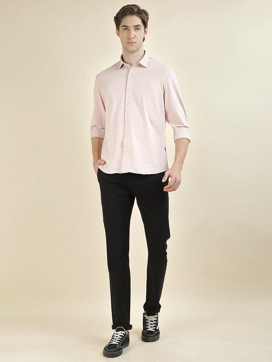 Casual Shirt for Men l Breathable & Soft with Color Fastness Slim Fit Polyester Fabric Self Design Pattern