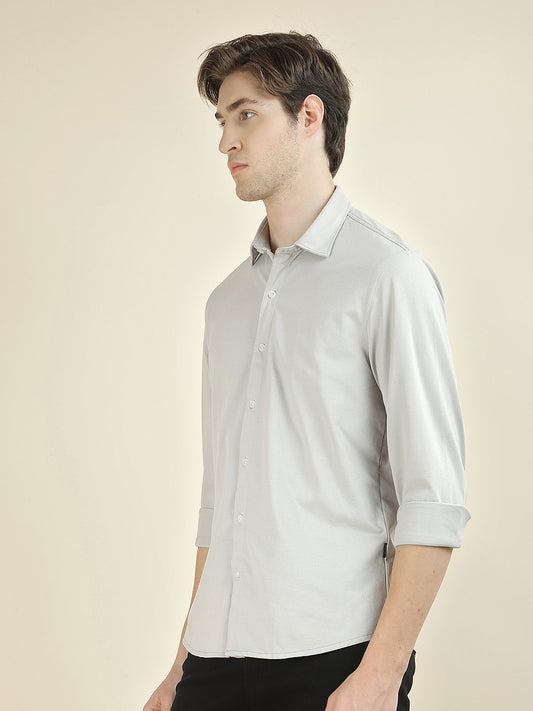 Casual Shirt for Men l Breathable & Soft with Color Fastness Slim Fit Polyester Fabric Self Design Pattern