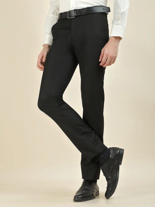 Formal Trouser for Men | Breathable & Soft with Color Fastness Regular Fit Cotton Blend Fabric Solid Pattern Hook & Bar Closure