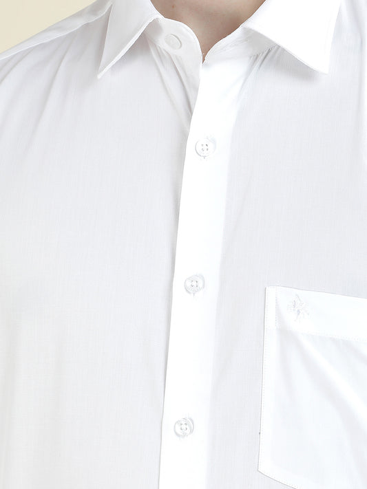 Formal Shirt for Men l Breathable & Soft with Color Fastness Regular Fit Cotton Blend Fabric Solid Pattern