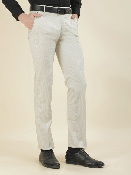 Formal Trouser for Men | Breathable & Soft with Color Fastness Regular Fit Cotton Blend Fabric Checkered Pattern Hook & Bar Closure