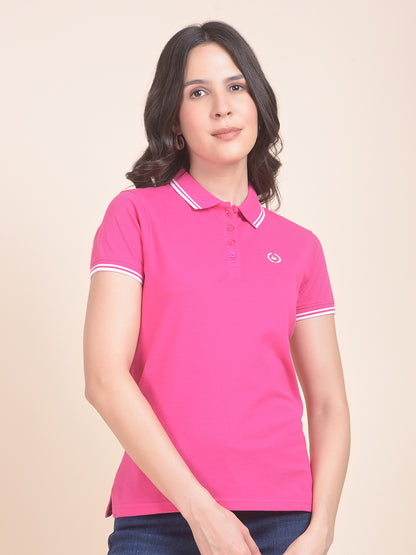 T-Shirt for Women | Breathable & Soft with Color Fastness Regular Fit Polo Neck Poly Cotton Fabric Solid Pattern