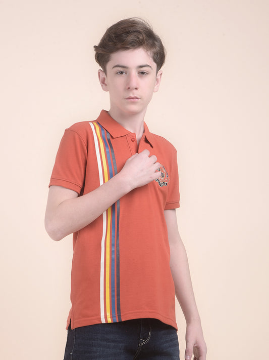 Casual T-Shirt for Boys l Breathable & Soft with Color Fastness Regular Fit Polo Neck Polycotton Fabric Printed Pattern
