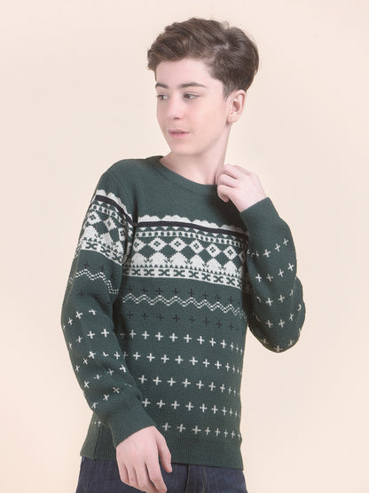 Casual Sweater for Kids l Breathable & Soft with Color Fastness Regular Fit Round Neck Woven Pattern Woolen Fabric