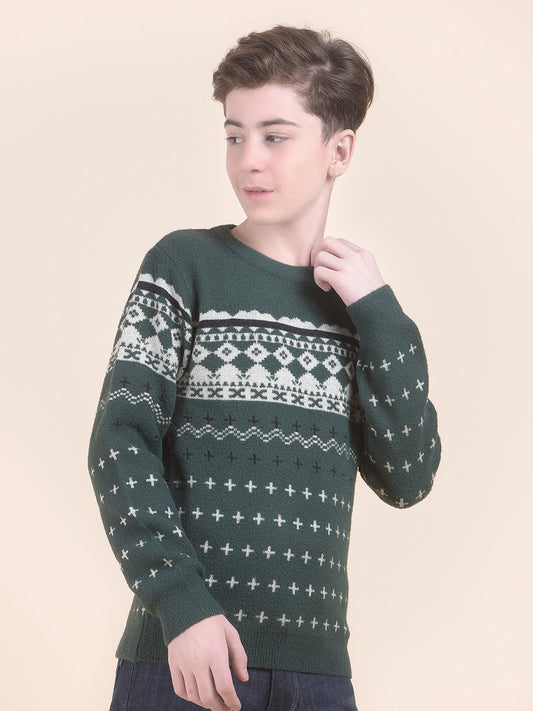 Casual Sweater for Kids l Breathable & Soft with Color Fastness Regular Fit Round Neck Woven Pattern Woolen Fabric