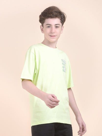 Casual T-Shirt for Boys l Breathable & Soft with Color Fastness Regular Fit Round Neck Polycotton Fabric Printed Pattern