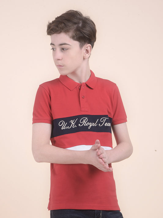 Casual T-Shirt for Boys l Breathable & Soft with Color Fastness Regular Fit Polo Neck Polycotton Fabric ColourBlocked Pattern
