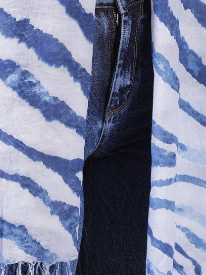 Women's Printed Blue Scarf