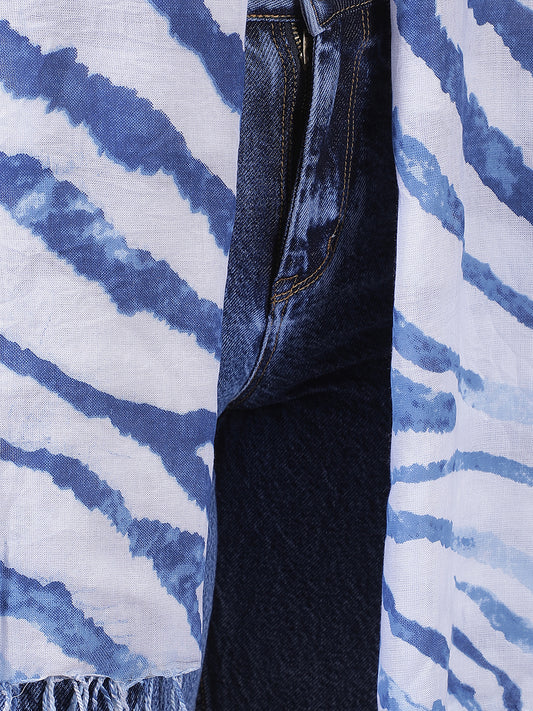 Women's Printed Blue Scarf