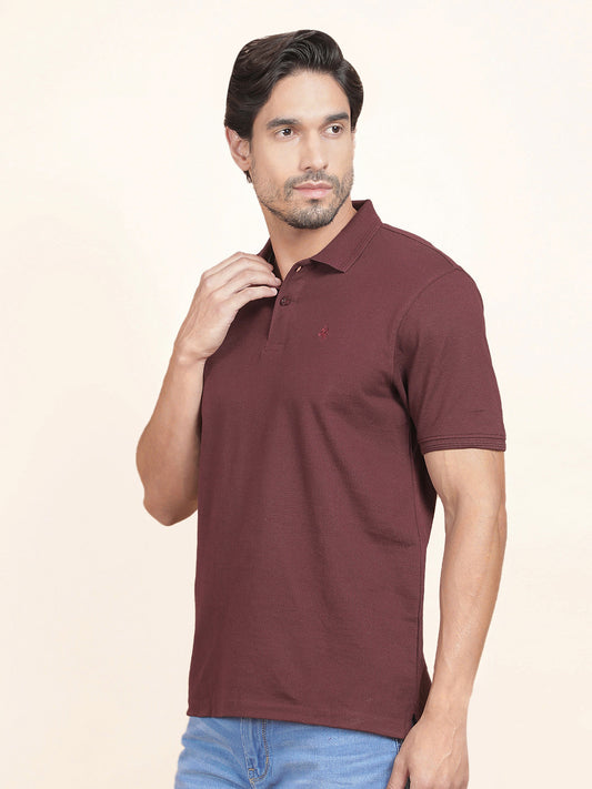 T-Shirt for Men | Breathable & Soft with Color Fastness Regular Fit Polo Neck Poly Cotton Fabric Solid Pattern