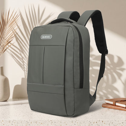 Cantabil 15 Litre Laptop Backpack Upto 18 inchs Laptop for School, Office, College & Travel Bag for Men and Women (Grey) | 2 Compartments, Side Pocket, Padded Shoulder Strap, Smooth-Glide Zippers