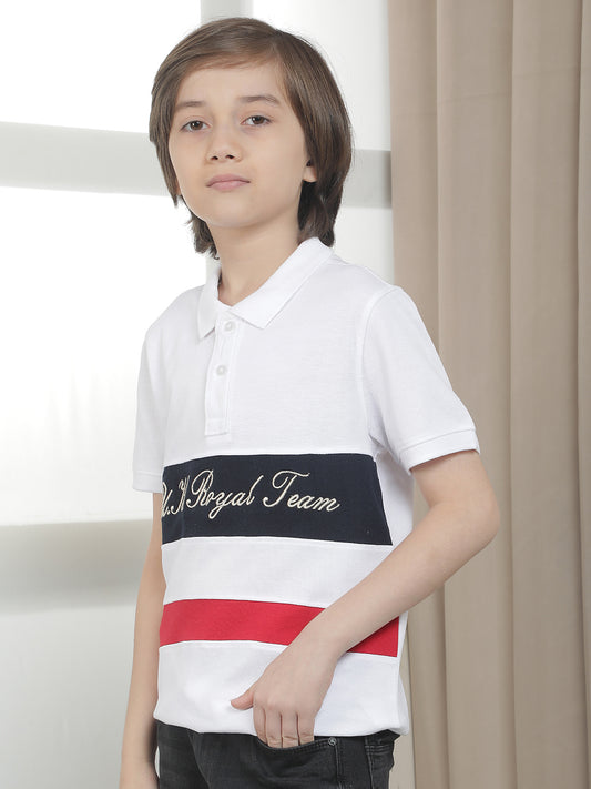 Casual T-Shirt for Boys l Breathable & Soft with Color Fastness Regular Fit Polo Neck Polycotton Fabric Colourblocked Pattern