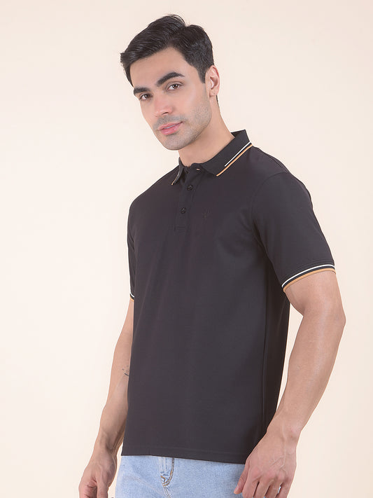 T-Shirt for Men | Breathable & Soft with Color Fastness Regular Fit Polo Neck Nylon Fabric Solid Pattern