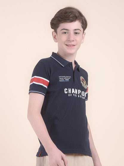 Casual T-Shirt for Boys l Breathable & Soft with Color Fastness Regular Fit Polo Neck Polycotton Fabric Printed Pattern