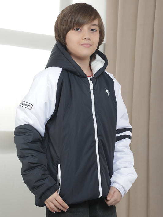 Casual Jacket for Boys l Breathable & Soft with Color Fastness Regular Fit Hooded Neck Nylon Fabric ColourBlock Pattern