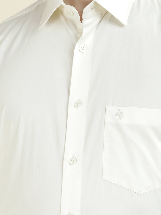 Formal Shirt for Men l Breathable & Soft with Color Fastness Slim Fit Cotton Blend Fabric Solid Pattern