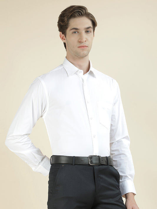 Formal Shirt for Men l Breathable & Soft with Color Fastness Slim Fit Cotton Blend Fabric Solid Pattern