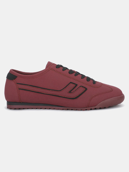 Men's Maroon Colorblock Casual Sneakers