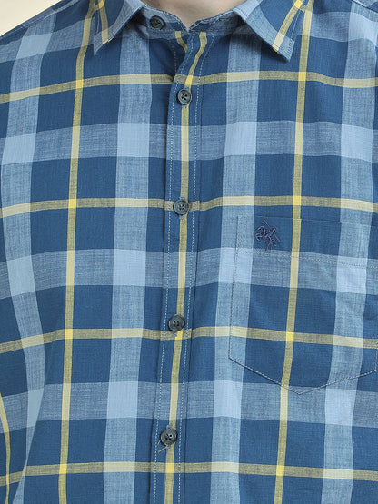 Casual Shirt for Men l Breathable & Soft with Color Fastness Slim Fit Pure Cotton Fabric Checkered Pattern