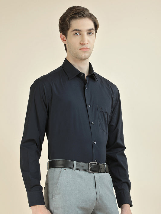Formal Shirt for Men l Breathable & Soft with Color Fastness Slim Fit Cotton Blend Fabric Solid Pattern
