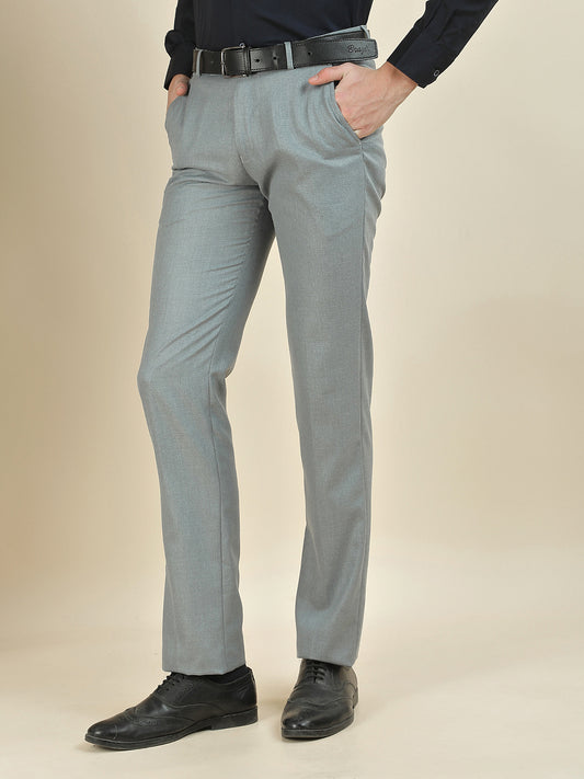 Formal Trouser for Men | Breathable & Soft with Color Fastness Regular Fit Cotton Blend Fabric Solid Pattern Hook & Bar Closure
