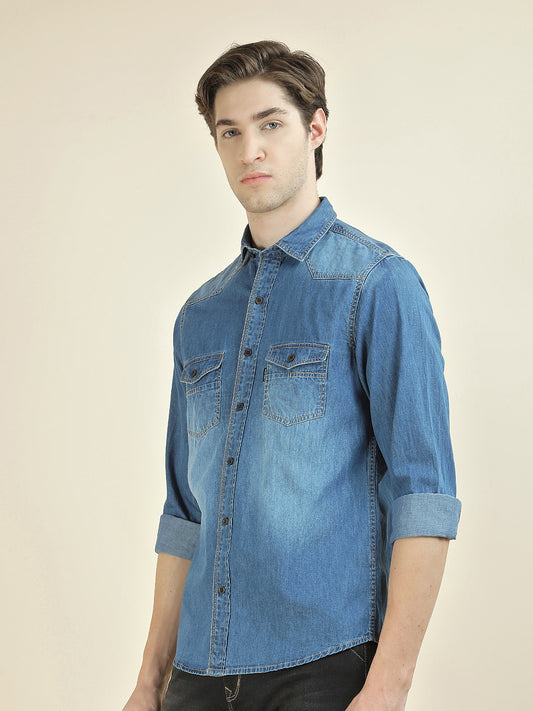 Casual Shirt for Men l Breathable & Soft with Color Fastness Slim Fit Pure Cotton Fabric Washed Pattern