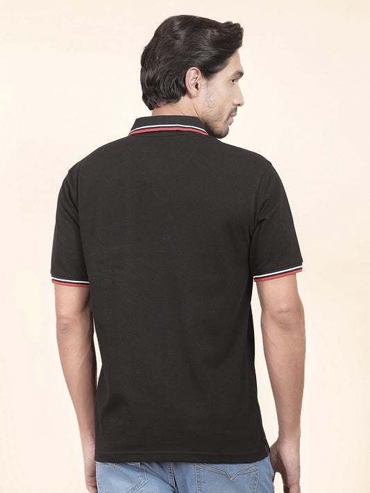 T-Shirt for Men | Breathable & Soft with Color Fastness Regular Fit Polo Neck Poly Cotton Fabric Solid Pattern